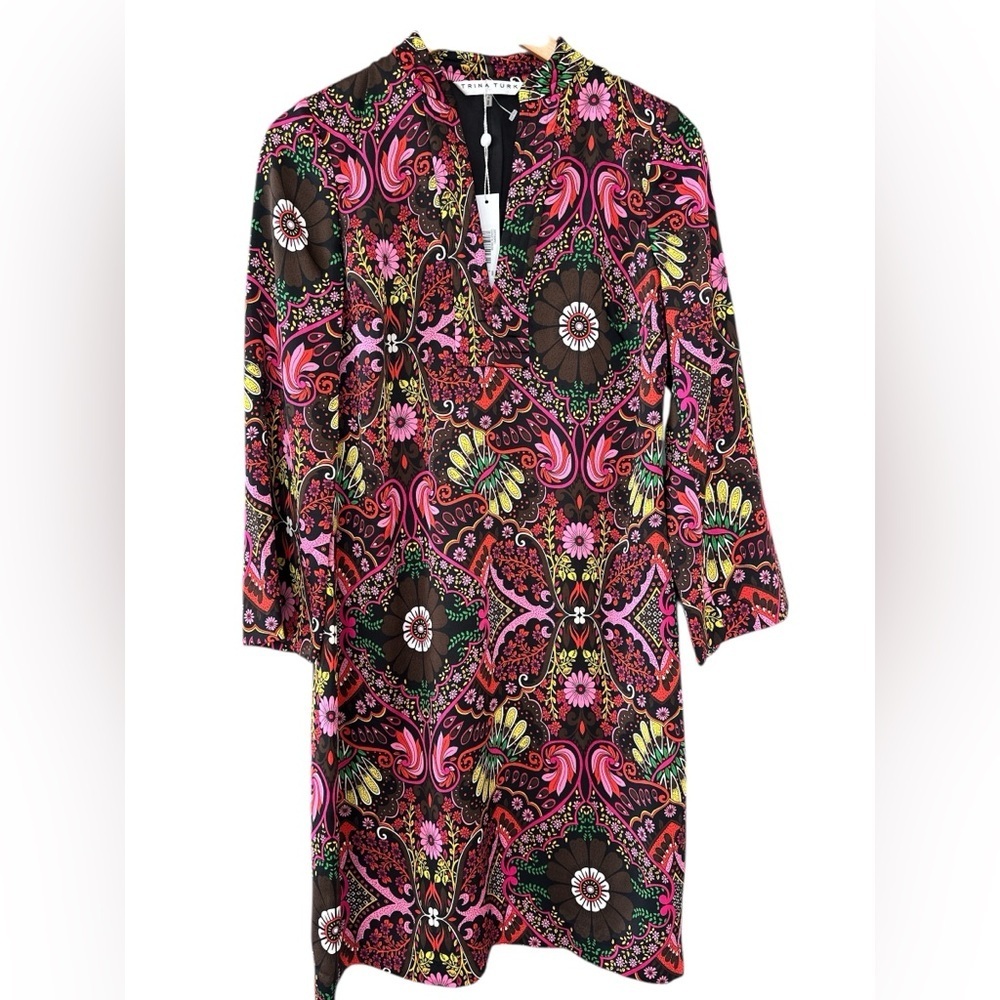 Trina Turk Christie Mod Print Long Sleeve Shift Dress - Picture 5 of 11